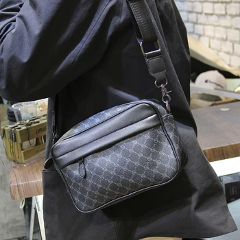 Xiao.p Fashion Men's High Quality Pu Leather Casual Man Shoulder Bag Boy Street Bag Students Cross-body Bags Check Messenger Bag