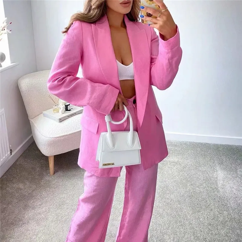 Set Woman 2 Pieces Chic Pink Blazer Women Office Casual Wide Leg Pants Sets Business Elegant Green Blazer Outfit
Set Woman 2 Pieces Chic Pink Blazer Women Office Casual Wide Leg Pants Sets Business Elegant Green Blazer Outfit
