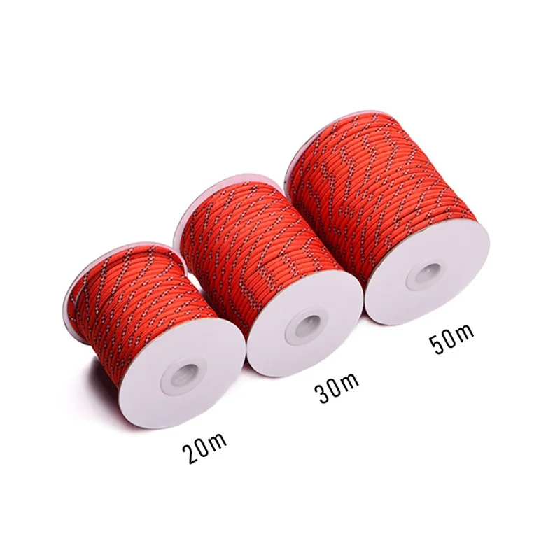 

4mm Bold Reflective Tent Rope Multifunctional Canopy Wind Rope Outdoor Sports Clothesline 20m 30m 50m