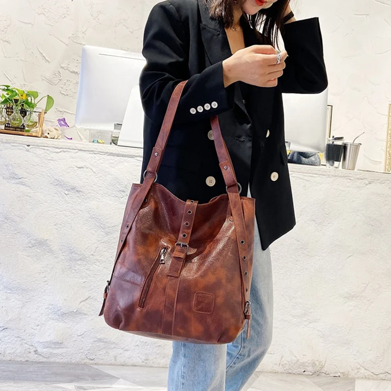 Retro PU Multifunctional Double Shoulder Single Shoulder Female Bag Leisure Bucket Bag Messenger Bag Female
Retro PU Multifunctional Double Shoulder Single Shoulder Female Bag Leisure Bucket Bag Messenger Bag Female