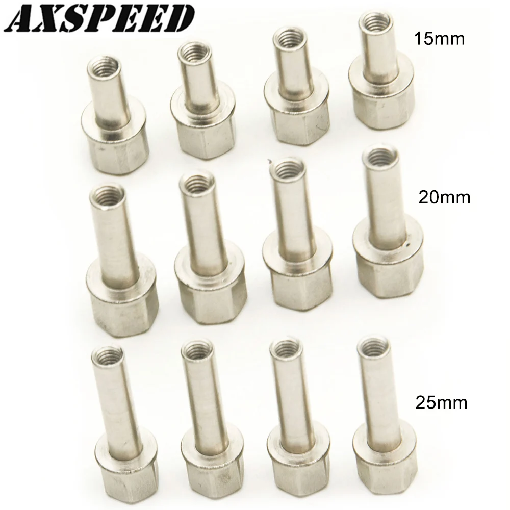 AXSPEED 4PCS 12mm Hex Wheel Hub Drive Adaptor 15/20/25mm Extension Column Metal Nuts for 1/10 Axial SCX10 WRAITH RC Crawler Car
AXSPEED 4PCS 12mm Hex Wheel Hub Drive Adaptor 15/20/25mm Extension Column Metal Nuts for 1/10 Axial SCX10 WRAITH RC Crawler Car