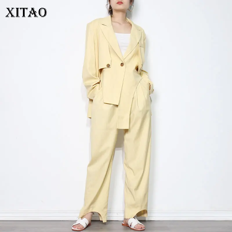 XIAO Asymmetrical Women Suits Plants Sets Fashion Patchwork Single Button Notched Collar Coat Temperament Straight Pants WMD1648
XIAO Asymmetrical Women Suits Plants Sets Fashion Patchwork Single Button Notched Collar Coat Temperament Straight Pants WMD1648