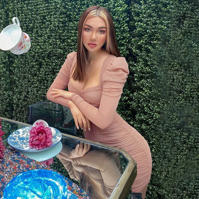 Women's 2021 Hot Sale Women's V-neck Long Sleeve Mid-length Muslim Dress Puff Sleeve Sexy One-piece One-piece Dress Korea
Women's 2021 Hot Sale Women's V-neck Long Sleeve Mid-length Muslim Dress Puff Sleeve Sexy One-piece One-piece Dress Korea