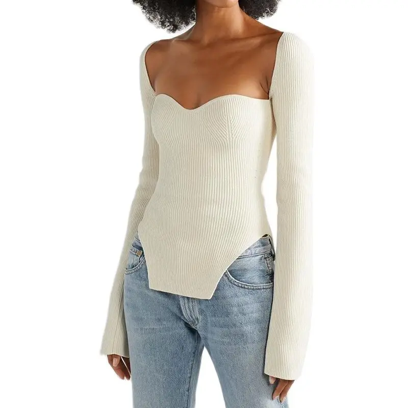 2021 new spring and summer fashion women clothes sqaure collar full sleeves elastic high waist sexy pullover WK080
2021 new spring and summer fashion women clothes sqaure collar full sleeves elastic high waist sexy pullover WK080