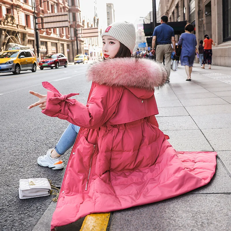 Зимние куртки-пуховики для девочек длинные наколенники коллекция 2019 года