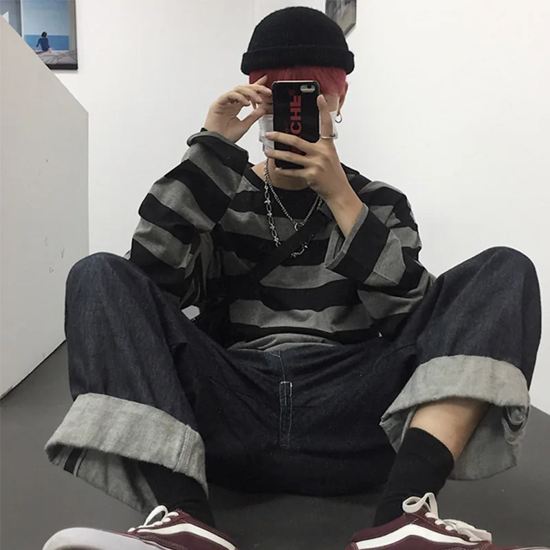 Harajuku Oversized High Street Stripe T-shirt long sleeves vintage style All-match fashion Unisex clothes Japanese Streetwear
Harajuku Oversized High Street Stripe T-shirt long sleeves vintage style All-match fashion Unisex clothes Japanese Streetwear