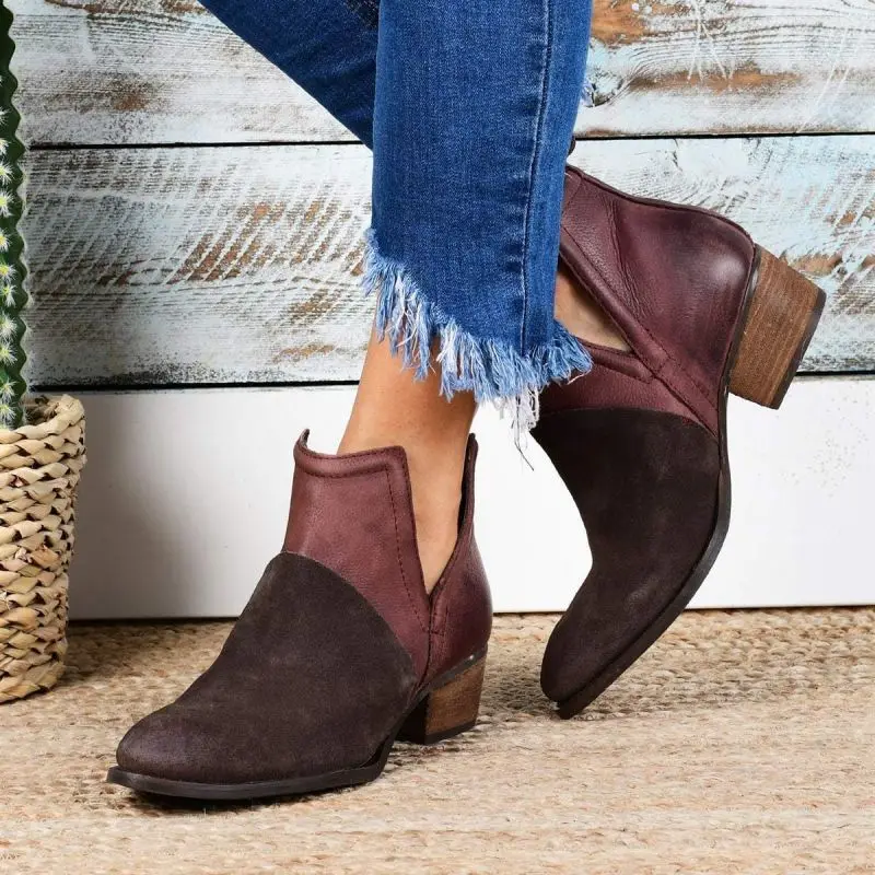 Women's Spring and Autumn New Products Customized Suede Pointed Thick Heel Color Combination Comfortable Martin Boots ZX192
Women's Spring and Autumn New Products Customized Suede Pointed Thick Heel Color Combination Comfortable Martin Boots ZX192
