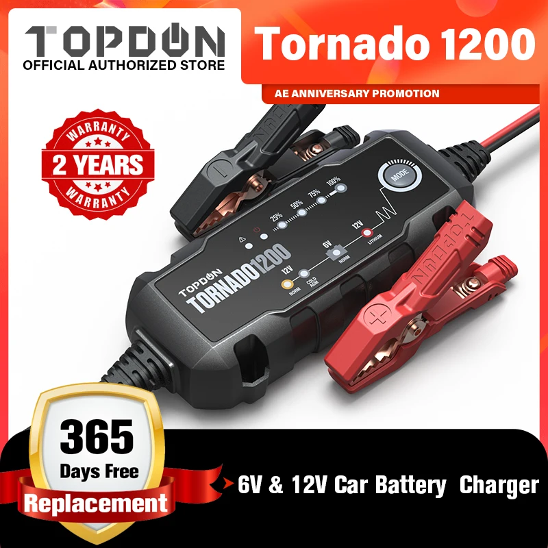 Автомобильное зарядное устройство Topdon T1200 6 в 12 В автоматическое