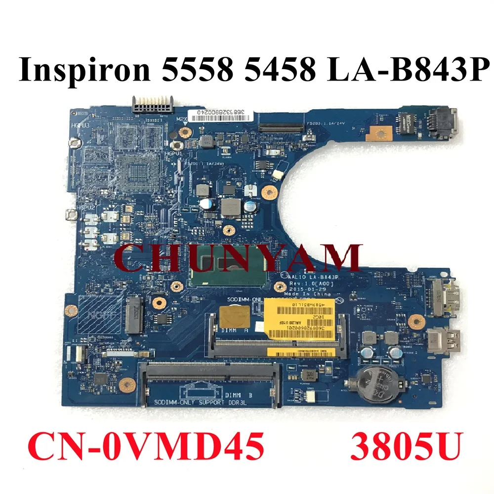 Новая модель 5000 Вт/3805U для dell inspiron 5458 5558 5758 материнская плата ноутбука VMD45 100%