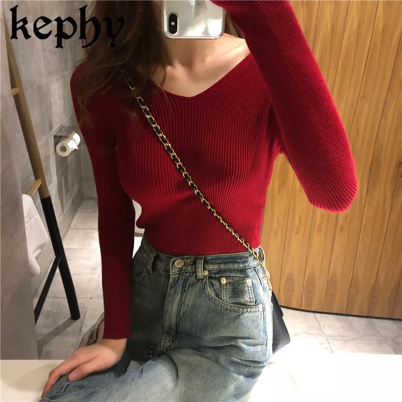 Tight Knitted Shirt Top Long-Sleeved T-shirt Women's 2020 New Slim V-neck Bottoming Shirt Autumn and Winter Sweater
Tight Knitted Shirt Top Long-Sleeved T-shirt Women's 2020 New Slim V-neck Bottoming Shirt Autumn and Winter Sweater