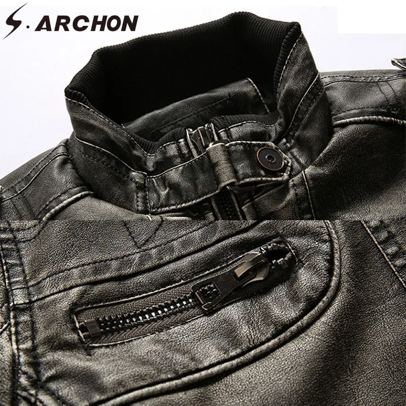 S.ARCHON Winter Leather Tactical Jackets Men Stand Collar Pilot Jacket Causal Fashion Biker Motorcycle Military Coat Streetwear
S.ARCHON Winter Leather Tactical Jackets Men Stand Collar Pilot Jacket Causal Fashion Biker Motorcycle Military Coat Streetwear