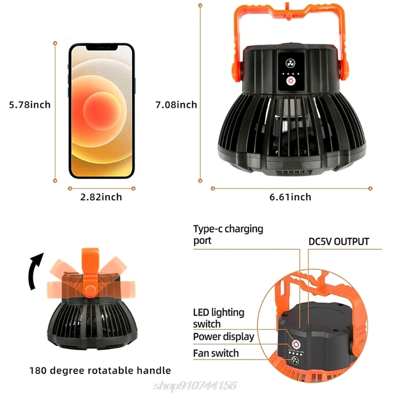Outdoor Fan 5200mAh Rechargeable Ceiling LED Lighting Low Noise Emergency Electric Machine for Camping Fishing A16 21 Dropship
Outdoor Fan 5200mAh Rechargeable Ceiling LED Lighting Low Noise Emergency Electric Machine for Camping Fishing A16 21 Dropship