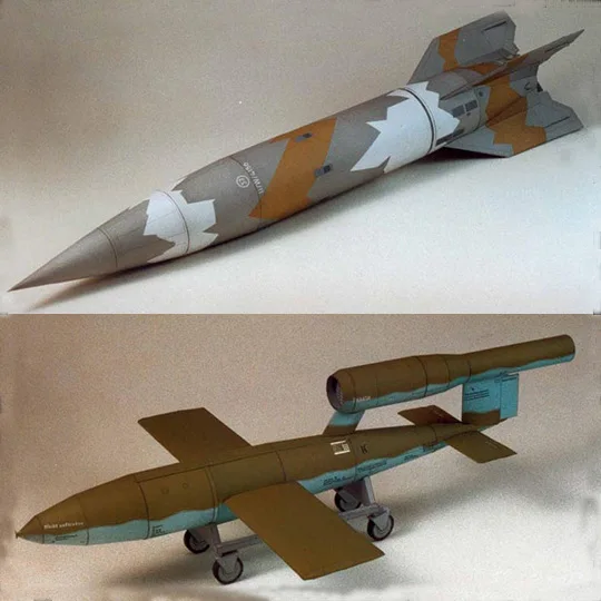 2 шт. бумажные 3d карточки для сборки ракеты V1/V2|Картонные конструкторы| |