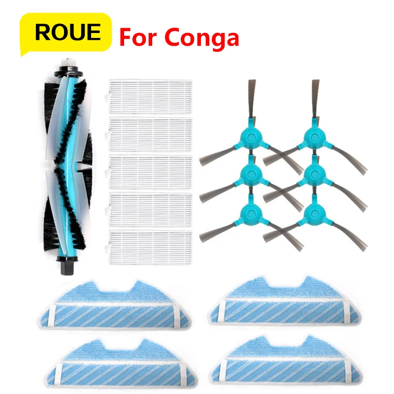 ROUE Main Roller Side Brush Hepa Air Filter Mop Cloth Replacement Parts For Conga 1290 1390 1590 Robot Vacuum Cleaner Spare
ROUE Main Roller Side Brush Hepa Air Filter Mop Cloth Replacement Parts For Conga 1290 1390 1590 Robot Vacuum Cleaner Spare