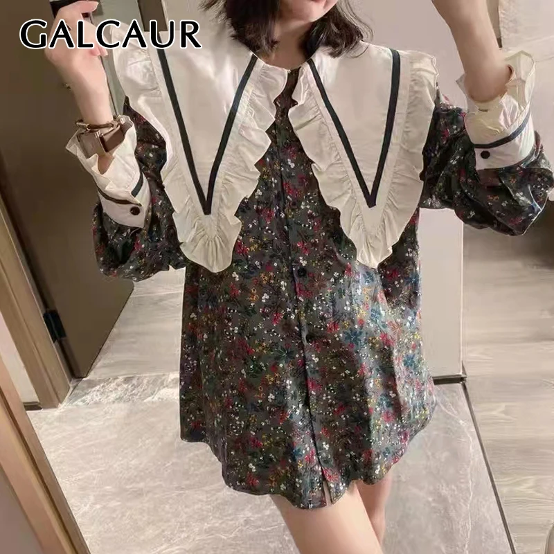 GALCAUR Casual Korean Fashion Print Colorblock Shirt For Women Lapel Collar Long Sleeve Straight Blouses Female Clothing 2021
GALCAUR Casual Korean Fashion Print Colorblock Shirt For Women Lapel Collar Long Sleeve Straight Blouses Female Clothing 2021