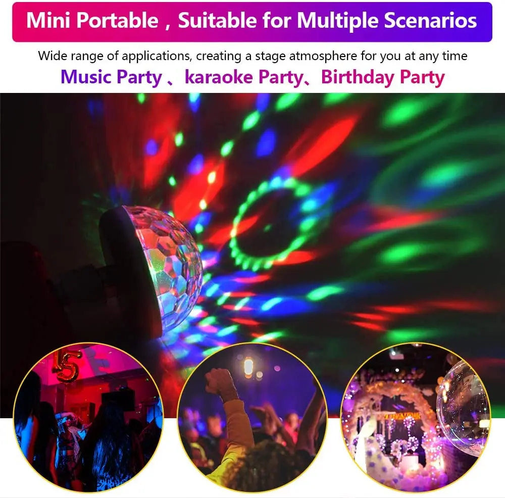 Colorful Rotating Stage Light USB Party Disco DJ Colorful RGB Flashing Blending LED Light Bulb Party Dance Atmosphere Lights
Colorful Rotating Stage Light USB Party Disco DJ Colorful RGB Flashing Blending LED Light Bulb Party Dance Atmosphere Lights