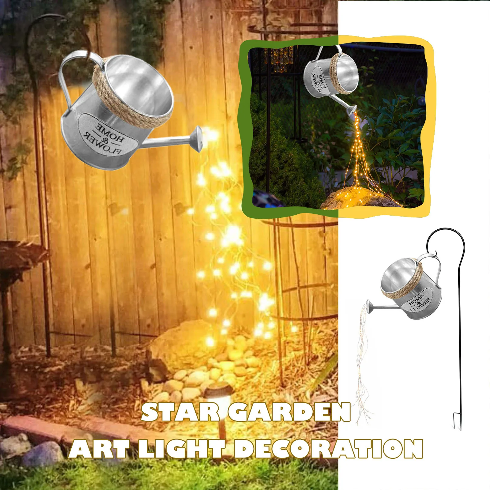 Garden Watering Can LED String Light Star Type Shower Outdoor Art Decoration Standing Lamp Iron Frame Light 2021 High Quality A
Garden Watering Can LED String Light Star Type Shower Outdoor Art Decoration Standing Lamp Iron Frame Light 2021 High Quality A