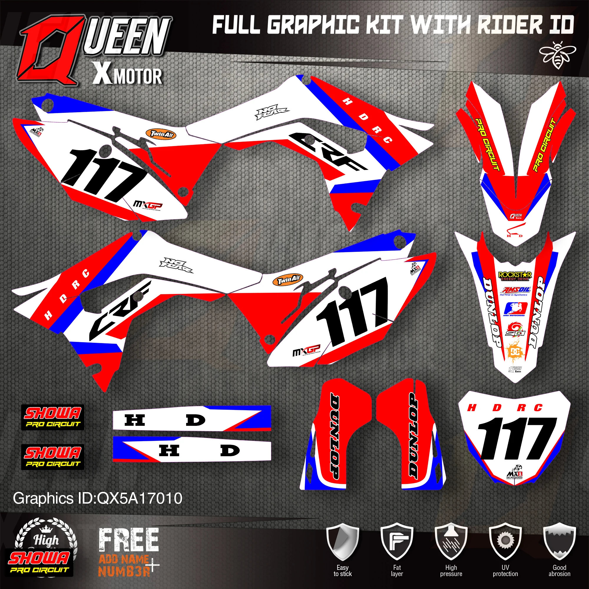 QUEEN X MOTOR Custom Team графические фоны, наклейки, Набор наклеек для HONDA 2018-2020 CRF250R 2017-2020 CRF450 010
QUEEN X MOTOR Custom Team графические фоны, наклейки, Набор наклеек для HONDA 2018-2020 CRF250R 2017-2020 CRF450 010