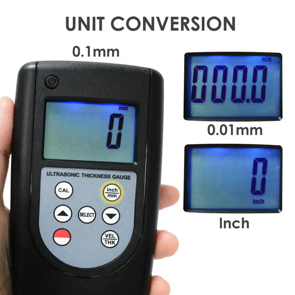 Digital Ultrasonic Thickness Meter 0.75~400mm for Material Measurement Quartz Glass PVC Polyethylene Testing Measuring Tool
Digital Ultrasonic Thickness Meter 0.75~400mm for Material Measurement Quartz Glass PVC Polyethylene Testing Measuring Tool