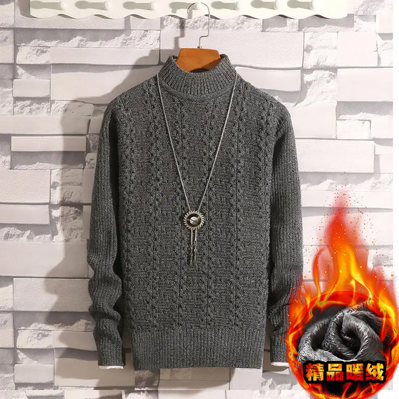 Sweater Men's Autumn and Winter Korean Men's Knit Sweater New Round Neck Pullover Korean Slim Sweater