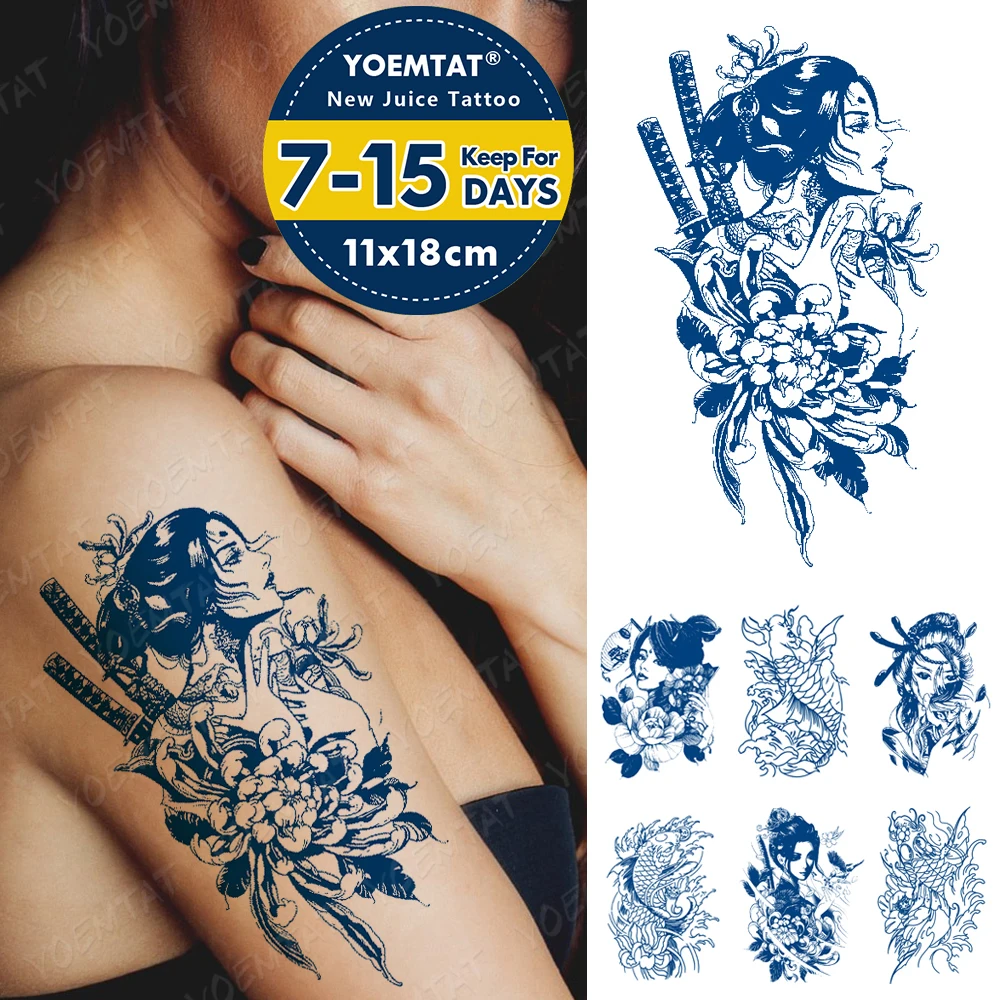 Juice Ink Tattoos Body Art Lasting Waterproof Temporary Tattoo Sticker Geisha Warrior Tatoo Arm Fake Flower Carp Tatto Women Men
Juice Ink Tattoos Body Art Lasting Waterproof Temporary Tattoo Sticker Geisha Warrior Tatoo Arm Fake Flower Carp Tatto Women Men