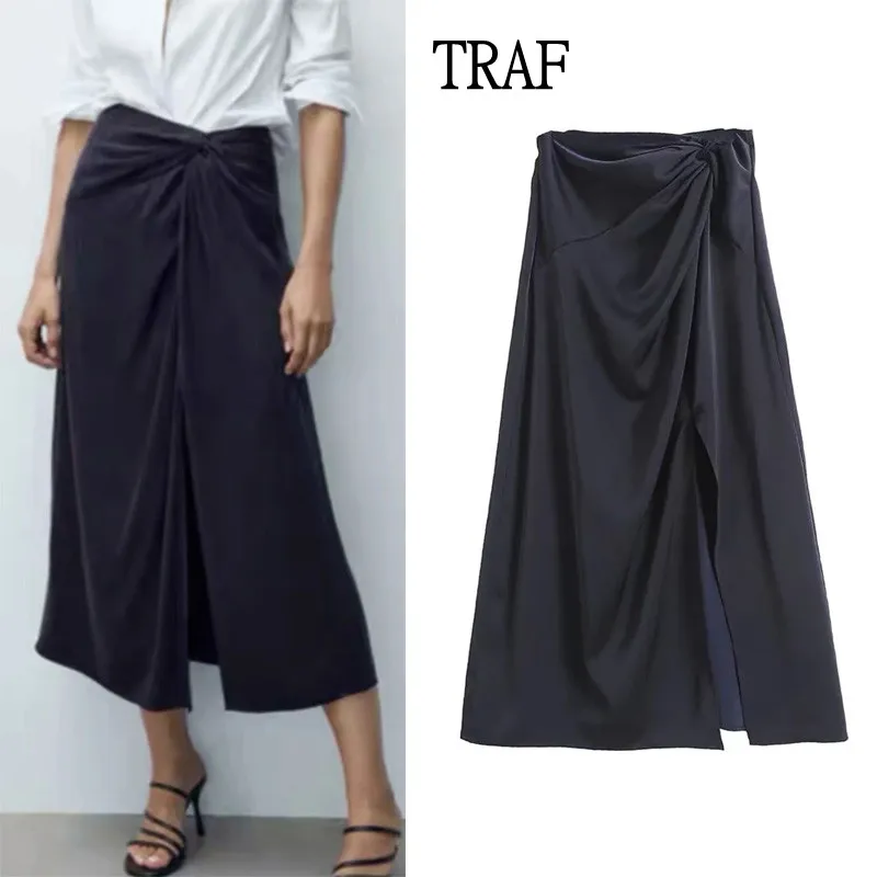 TRAF Women Skirt 2021 Autumn Ruched High-Waisted Midi Skirt Woman Vintage Women's Clothing Back Zipper Split Female Skirts
TRAF Women Skirt 2021 Autumn Ruched High-Waisted Midi Skirt Woman Vintage Women's Clothing Back Zipper Split Female Skirts