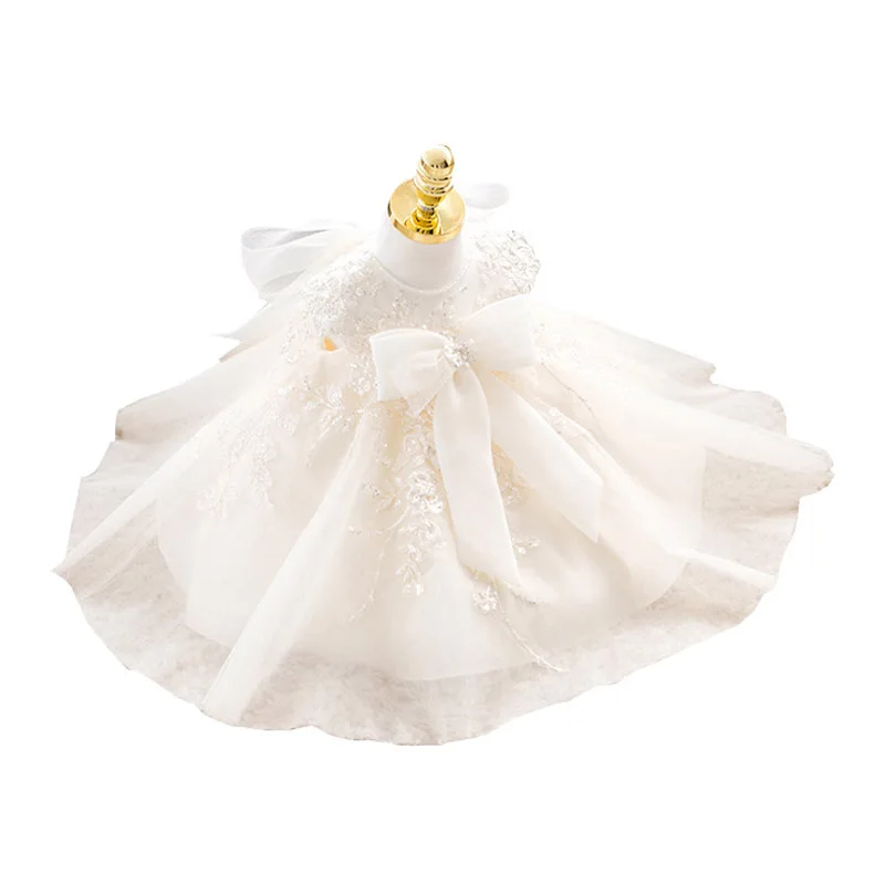 

Sequins Baptism Princess Dress for Little Baby Girls Boutique Lace Bow Christening Gown First Bithday Party Korean Dresses 1-11T
