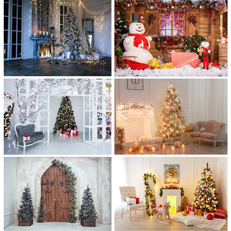 

SHUOZHIKE Christmas Indoor Theme Photography Background Christmas tree Fireplace Children For Photo Backdrops 21712 YXSD-10