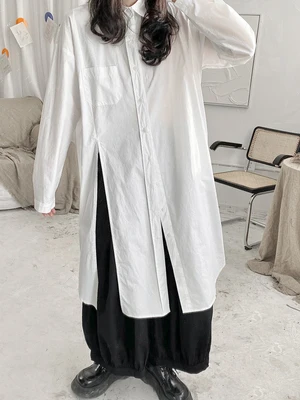 Spring 2021 Women's Long Sleeve T-Shirt Large Fashion Spring New Front Split Shirt Skirt Loose Medium Length Wide Shirt
Spring 2021 Women's Long Sleeve T-Shirt Large Fashion Spring New Front Split Shirt Skirt Loose Medium Length Wide Shirt