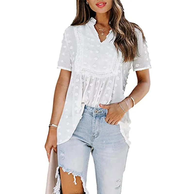 2021 Fashion Ladies Tops Transparent Lace Shirt Ladies All-match Ruffled White Chiffon Jacquard Hair Ball Lace Shirt
2021 Fashion Ladies Tops Transparent Lace Shirt Ladies All-match Ruffled White Chiffon Jacquard Hair Ball Lace Shirt