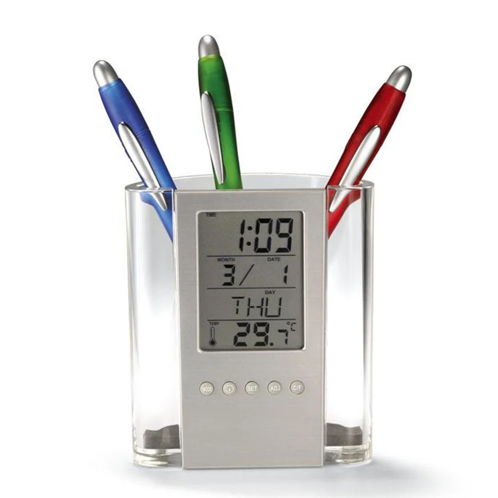 Electronic Pen Holder, Transparent Pen Holder, Perpetual Calendar Pen Holder Table Clocks LED Display Desktop Digital Table
Electronic Pen Holder, Transparent Pen Holder, Perpetual Calendar Pen Holder Table Clocks LED Display Desktop Digital Table