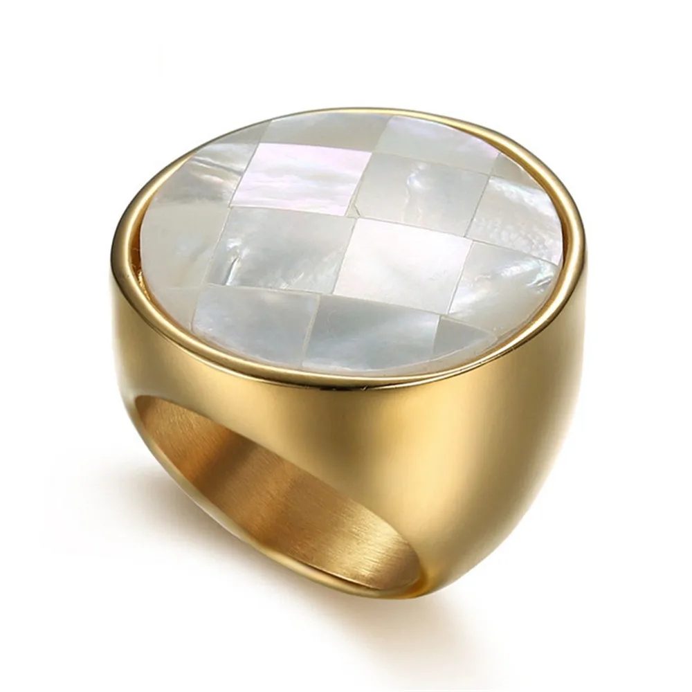 Geometric Round White Shell Ring Gold Color Stainless Steel Luxury Finger Rings For Women Party Fashion Jewelry Dropshipping
Geometric Round White Shell Ring Gold Color Stainless Steel Luxury Finger Rings For Women Party Fashion Jewelry Dropshipping