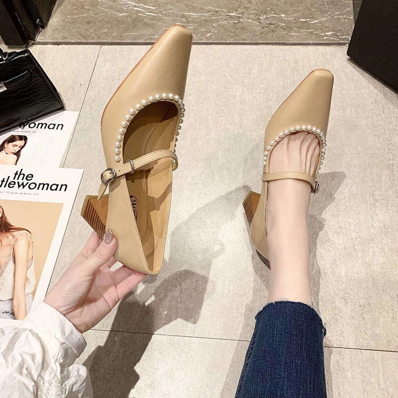 Shoes Women Pumps Square Toe Thick Heel Single Shoes Pearl Mary Janes Shallow Pumps High Heels Femmes Chaussures Lady Shoe
Shoes Women Pumps Square Toe Thick Heel Single Shoes Pearl Mary Janes Shallow Pumps High Heels Femmes Chaussures Lady Shoe