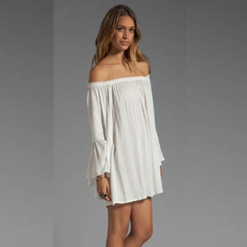 2019 European and American Sexy Dress One-Word Neck Strapless Loose Chiffon Long-Sleeved Dress Summer Women's Clothing Wholesale
2019 European and American Sexy Dress One-Word Neck Strapless Loose Chiffon Long-Sleeved Dress Summer Women's Clothing Wholesale