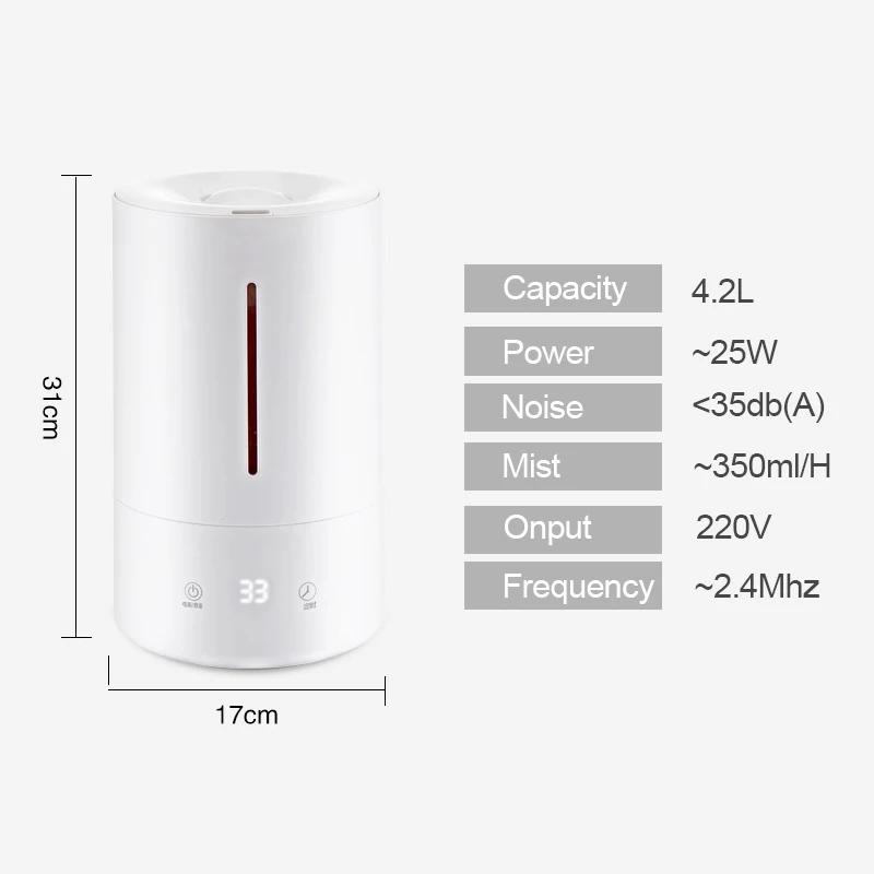 4.2L Air Humidifier Essential Oil Aroma Diffuser Air Purifying Timing With Intelligent Touch Screen Adjustable Fog Quantity 
4.2L Air Humidifier Essential Oil Aroma Diffuser Air Purifying Timing With Intelligent Touch Screen Adjustable Fog Quantity