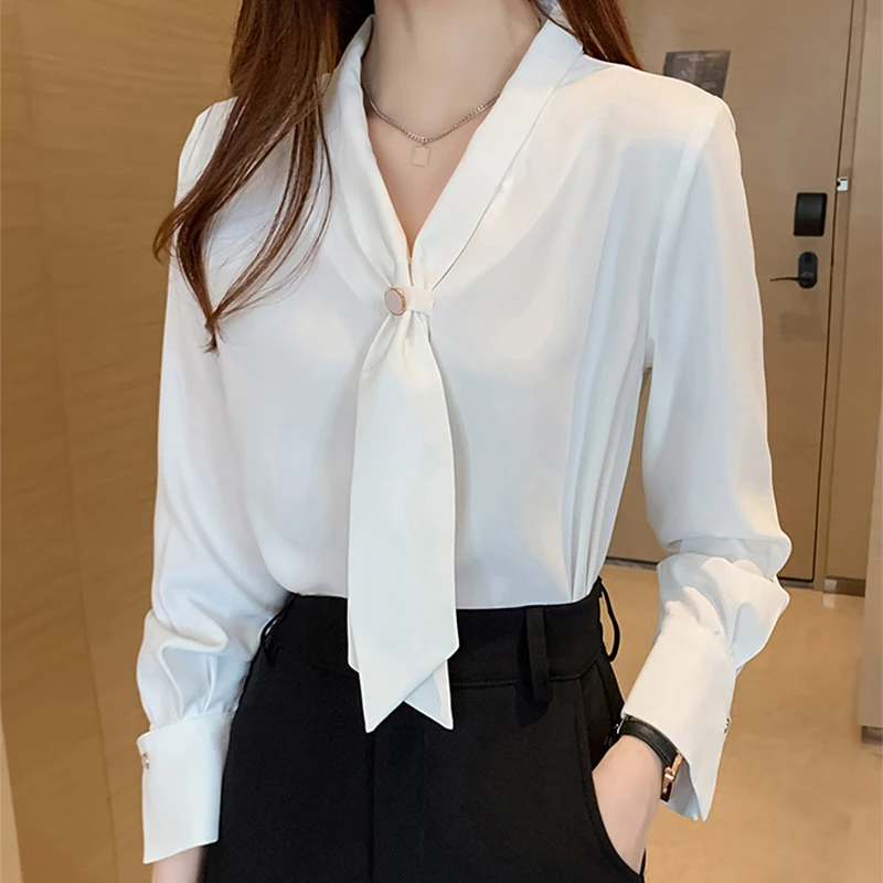 QOERLIN White Blouse V Neck Bow Shirts with Long Sleeve Spring Autumn Elegant Blusa Mujer Plus Size Tops Shirts Korean Clothing
QOERLIN White Blouse V Neck Bow Shirts with Long Sleeve Spring Autumn Elegant Blusa Mujer Plus Size Tops Shirts Korean Clothing