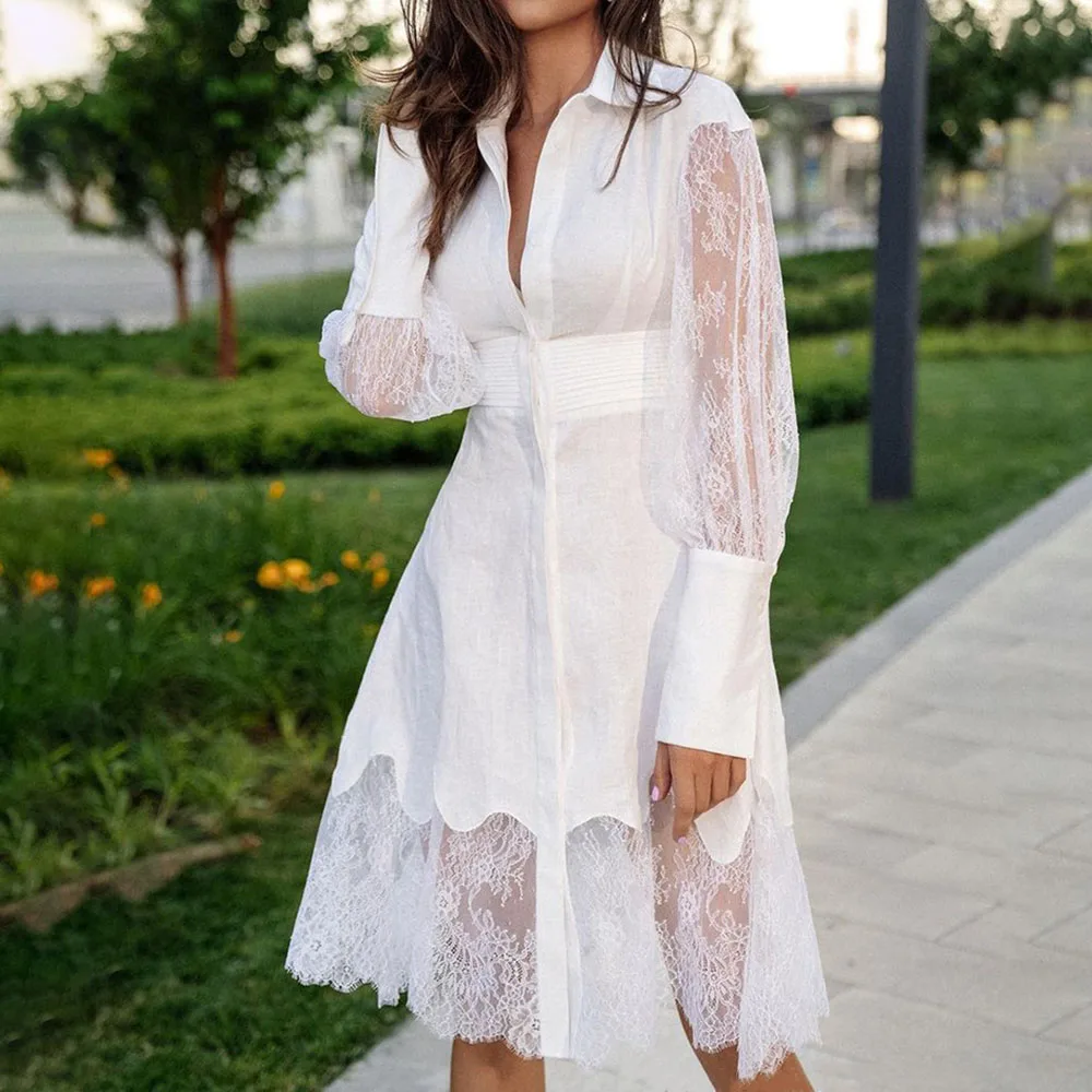 2021 New Womens Dress Autumn Winter Fashion Temperament Lace Splicing Solid Color High Waist Lapel Long Sleeve Ladies Dress
2021 New Womens Dress Autumn Winter Fashion Temperament Lace Splicing Solid Color High Waist Lapel Long Sleeve Ladies Dress