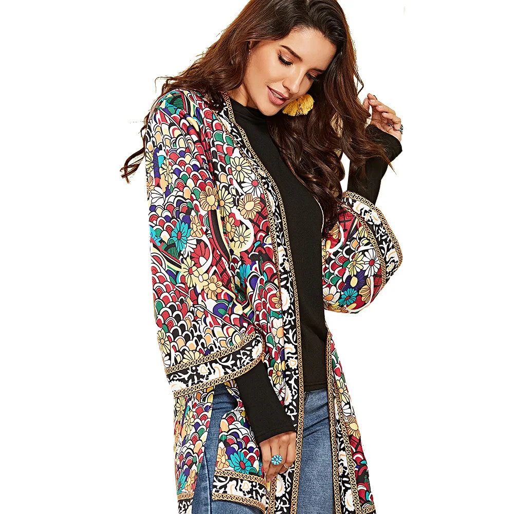 Autumn / winter 2019 new cardigan women's hot selling beach long sleeve printed shirt
Autumn / winter 2019 new cardigan women's hot selling beach long sleeve printed shirt