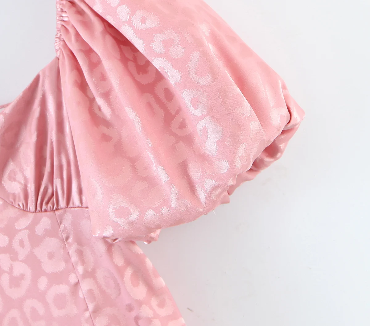 Women Pink Jacquard Weave Dresses Summer Puff Short Sleeve Backless Lacing Up Design Straight One Piece Hipline Length Robe M L
Women Pink Jacquard Weave Dresses Summer Puff Short Sleeve Backless Lacing Up Design Straight One Piece Hipline Length Robe M L