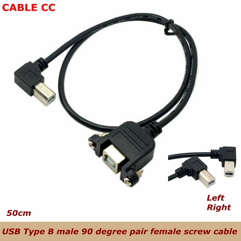 USB B Type Male 90 Degree Left & Right Angled to Female Extension Cable 50cm 0.5m with Screws for Panel Mount Printer Scanner 
USB B Type Male 90 Degree Left & Right Angled to Female Extension Cable 50cm 0.5m with Screws for Panel Mount Printer Scanner