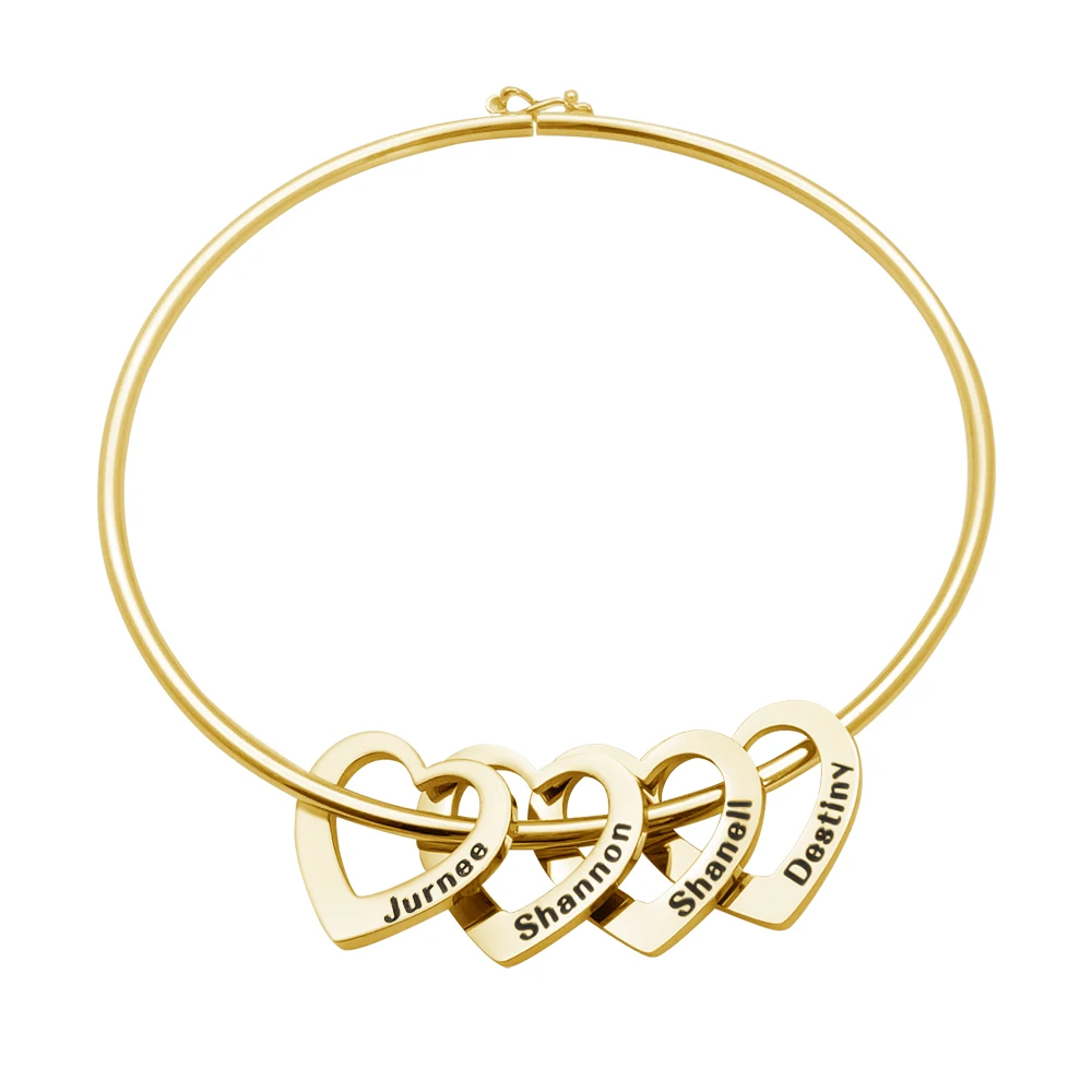 Stainless Steel Bangle Letter Personalized Bracelets with Hearts Customized Engraved 1-8 Names Bracelets Bangles for Women Gift
Stainless Steel Bangle Letter Personalized Bracelets with Hearts Customized Engraved 1-8 Names Bracelets Bangles for Women Gift