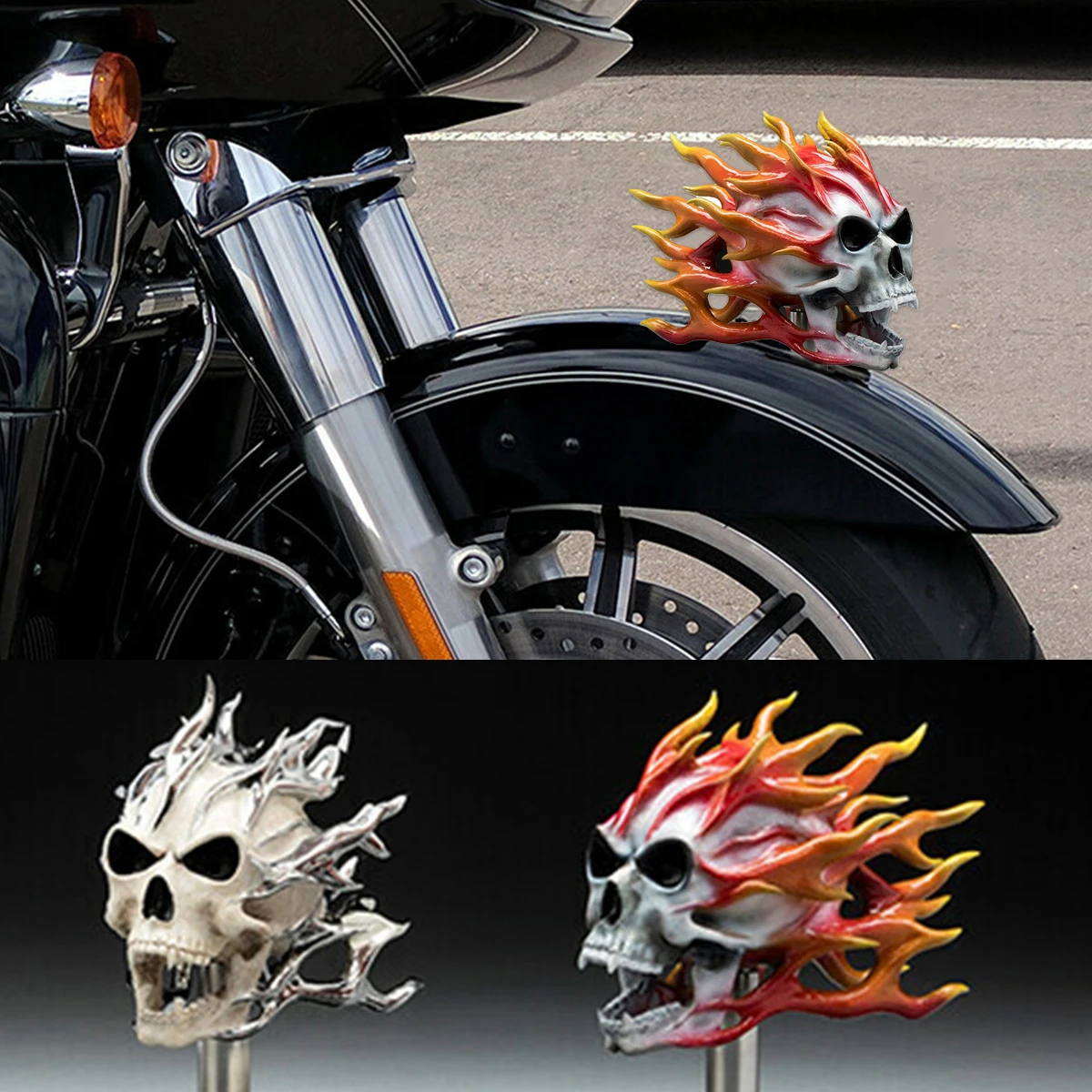 

Motorcycle Demon Ornament Skeleton Skull Decoration Undead Knight Ornament Car Bicycles Accessories Dashboard Decorations