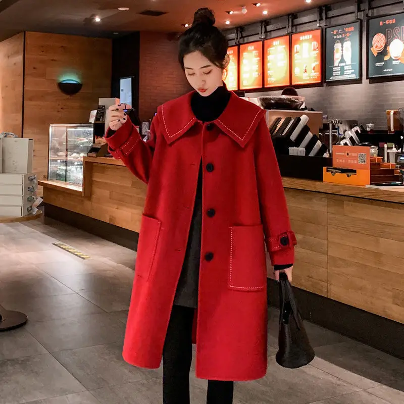 Women 2021 Autumn Winter Double-faced Cashmere Long Coat Female Elegant Turn Down Collar Warm Woolen Coats Casaco Feminino A325
Women 2021 Autumn Winter Double-faced Cashmere Long Coat Female Elegant Turn Down Collar Warm Woolen Coats Casaco Feminino A325
