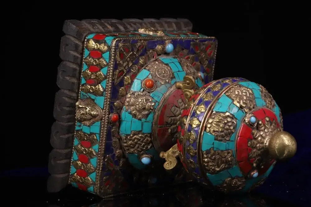 wedding decoration nepalese temple old copper Buddhist instruments Gemstone Prayer wheel 
wedding decoration nepalese temple old copper Buddhist instruments Gemstone Prayer wheel