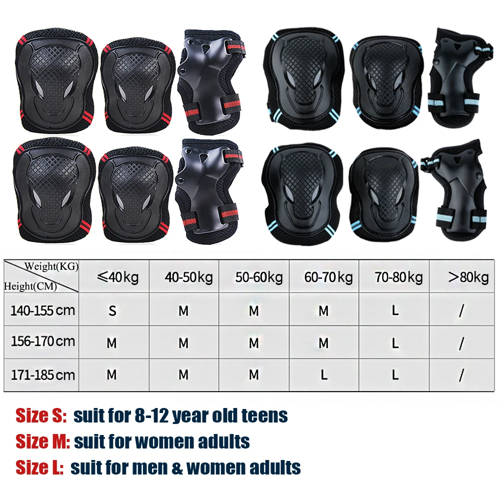 6Pcs/Set Teens & Adult Knee Pads Elbow Pads Wrist Guards Protective Gear Set for Roller Skating, Skateboarding, Cycling Sports
6Pcs/Set Teens & Adult Knee Pads Elbow Pads Wrist Guards Protective Gear Set for Roller Skating, Skateboarding, Cycling Sports