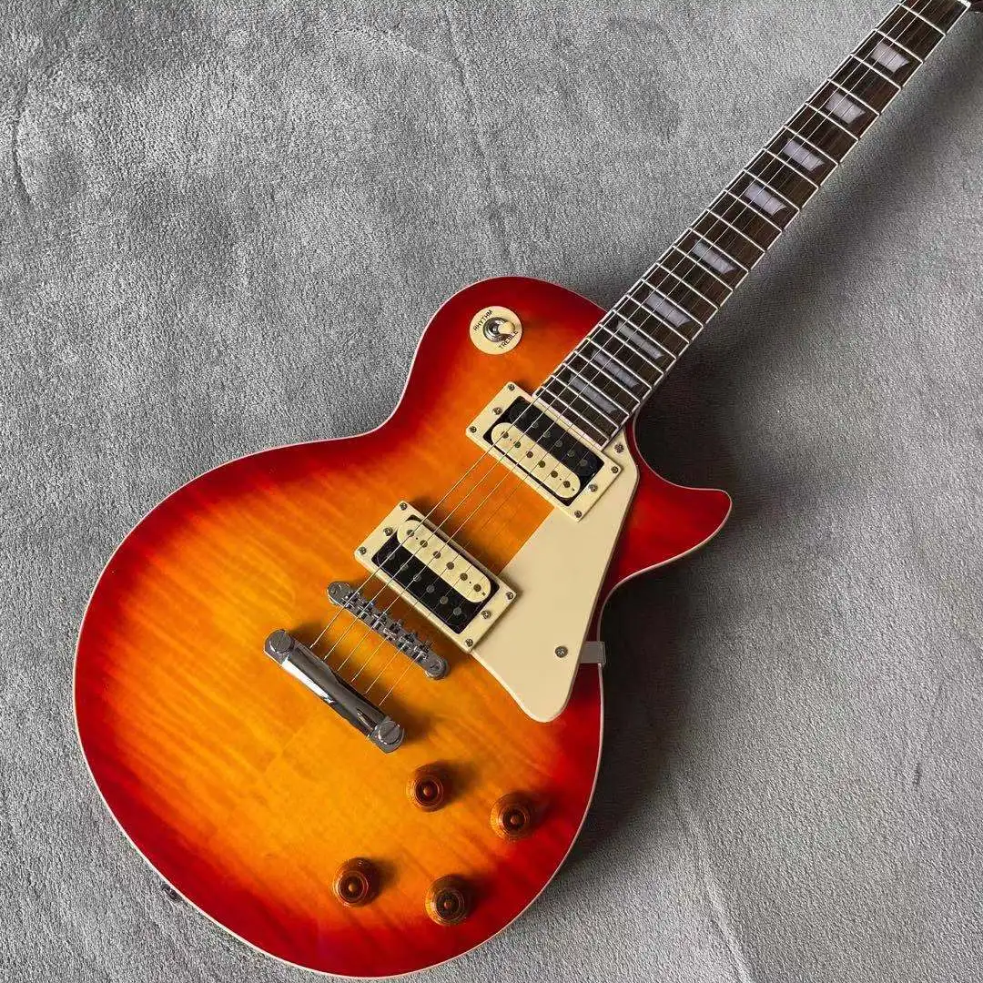 

Custom shop Standard Electric Guitar Rosewood fingerboard Sunburst color Tiger flame maple top 6 stings gitaar Mahogany body