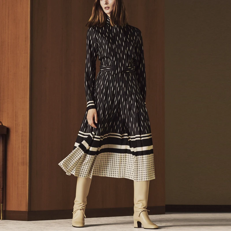 Fashion Runway 2021 Autumn Dress New Design Women striped Long Sleeve Belt Office Lady Midi Dresses
Fashion Runway 2021 Autumn Dress New Design Women striped Long Sleeve Belt Office Lady Midi Dresses