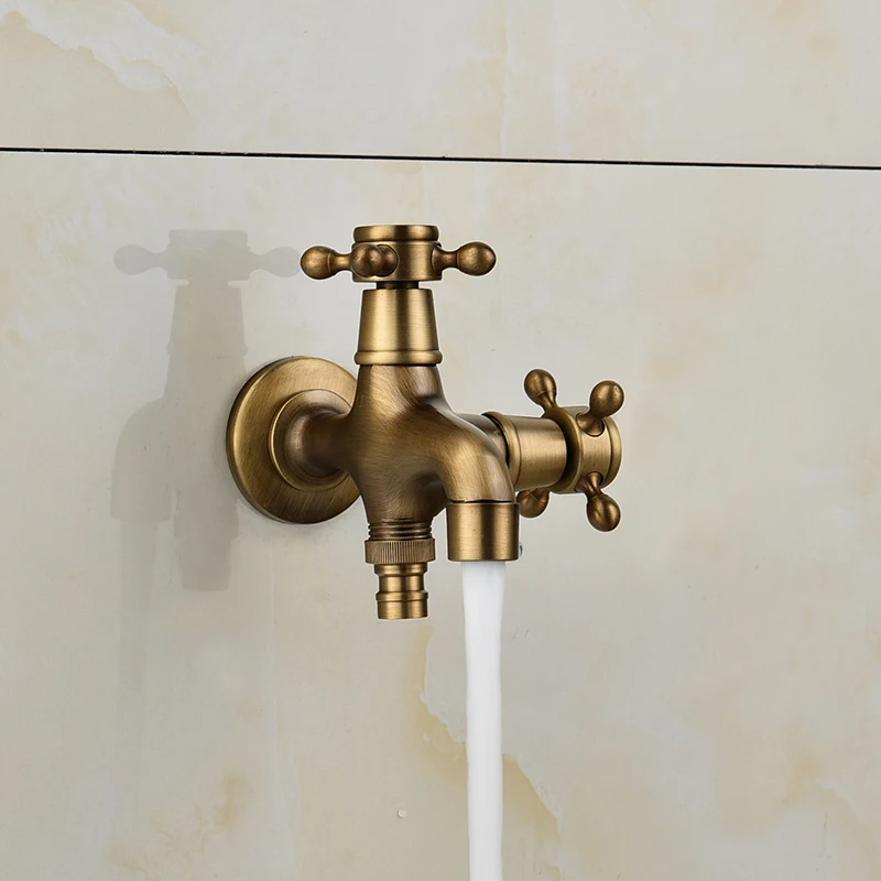 Dual Cross Handles Wall Mounted Washing Machine Taps Antique Brass Mop Pool Faucets
Dual Cross Handles Wall Mounted Washing Machine Taps Antique Brass Mop Pool Faucets