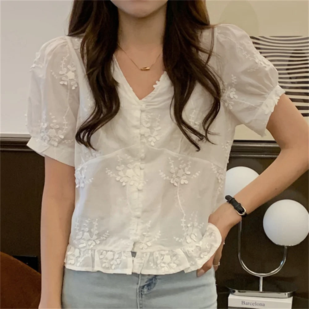 Alien Kitty White Hot Retro Streetwear Tops Florals 2021 Femme Slim Sweet Embroidery Blouse Loose Gentle Summer Casual Shirts
Alien Kitty White Hot Retro Streetwear Tops Florals 2021 Femme Slim Sweet Embroidery Blouse Loose Gentle Summer Casual Shirts