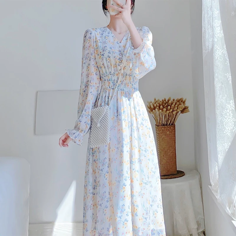 Long skirt female forest V-neck chiffon floral dress early spring sexy Preppy Style Regular V-Neck plus size ruched dress
Long skirt female forest V-neck chiffon floral dress early spring sexy Preppy Style Regular V-Neck plus size ruched dress